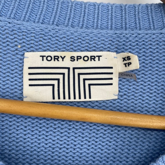 Tory Sport Blue LOVE Knit Sweater XS Cashmere Blend Boxy Oversized READ - Picture 3 of 9